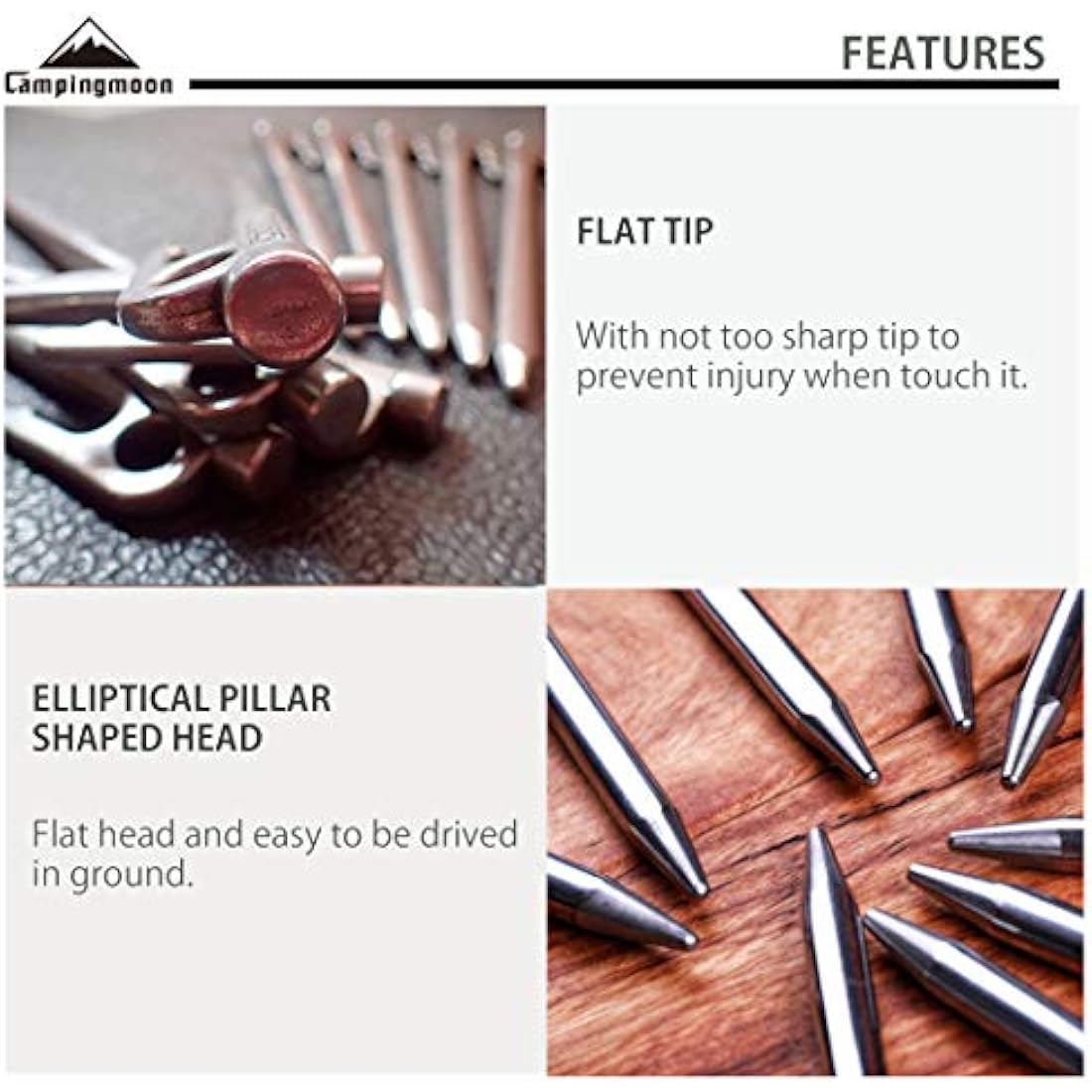 Jolof Store Heavy Duty Stainless Steel Tent Stakes for Camping – 8 Pack