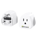 LENCENT US to UK Travel Plug Adapter | 13A Fuse | White, 2 Pack