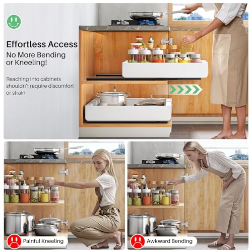 Kitstorack Pull Out Cabinet Organizer | Extendable Metal Sliding Drawer