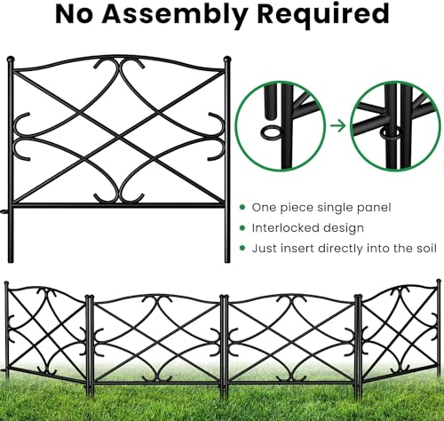 Amagabeli Metal Garden Fence - 3M Rustproof Wrought Iron Animal Barrier