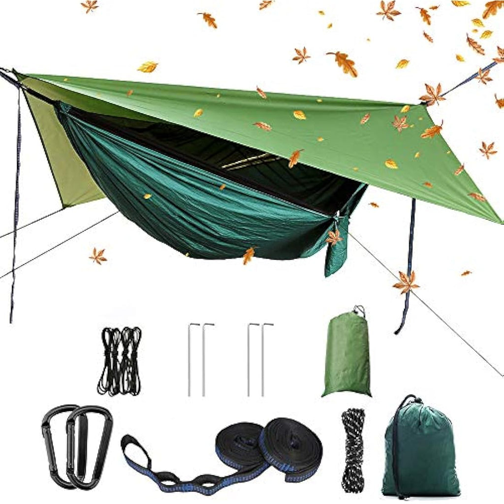YCD Portable Camping Hammock Set with Mosquito Net and Rain Fly