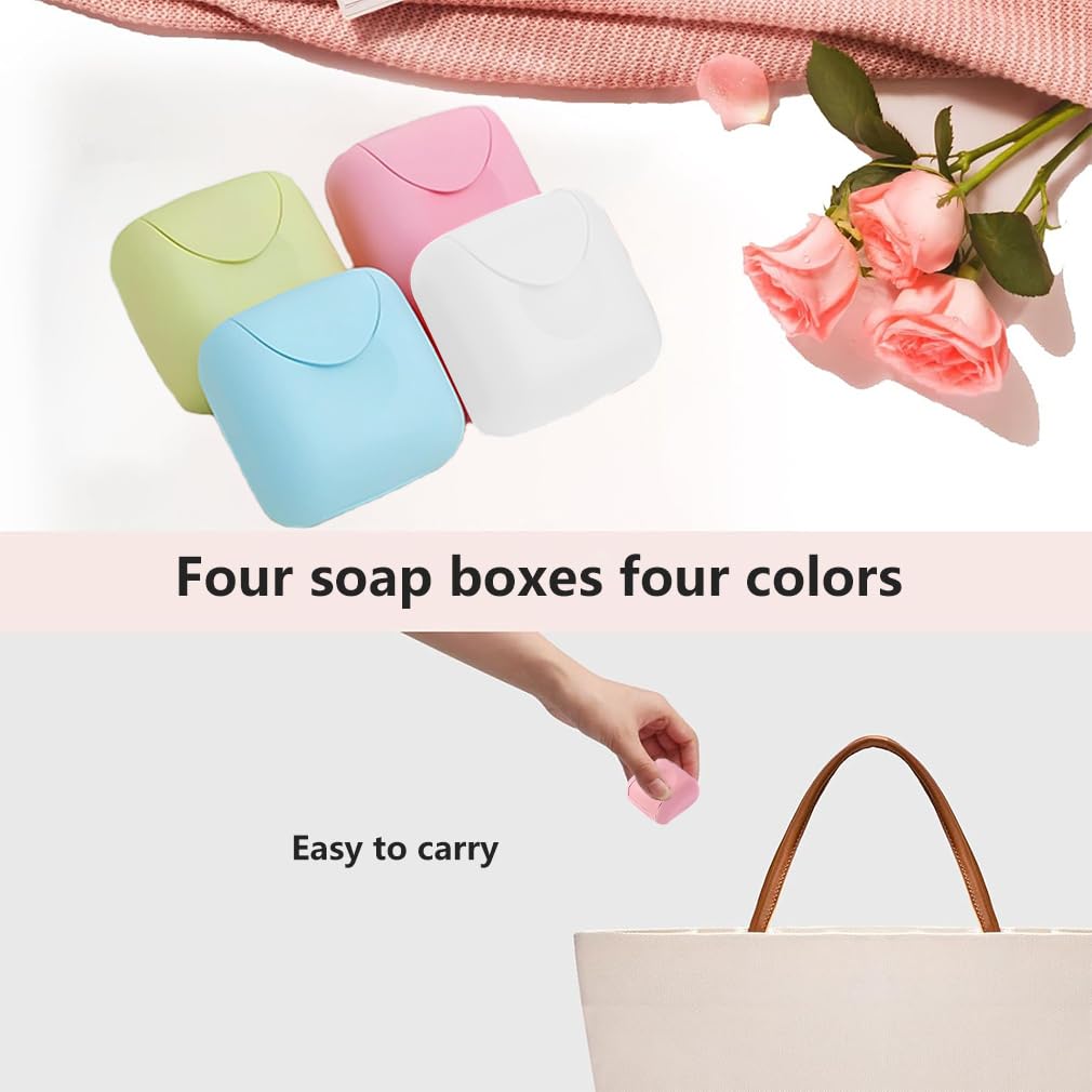 4PCS Travel Soap Case, Soap Bar Travel Soap Dish with Lid Waterproof Leakproof Square Small Soap Box Container Holder Closable Soap Holder Portable - image 5