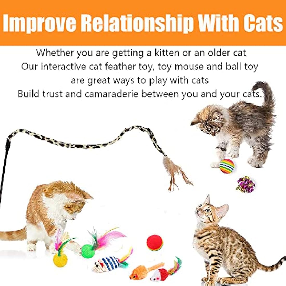Speedy Panther 21 Pcs Cat Toy Set | Collapsible Tunnel & Feather Wand