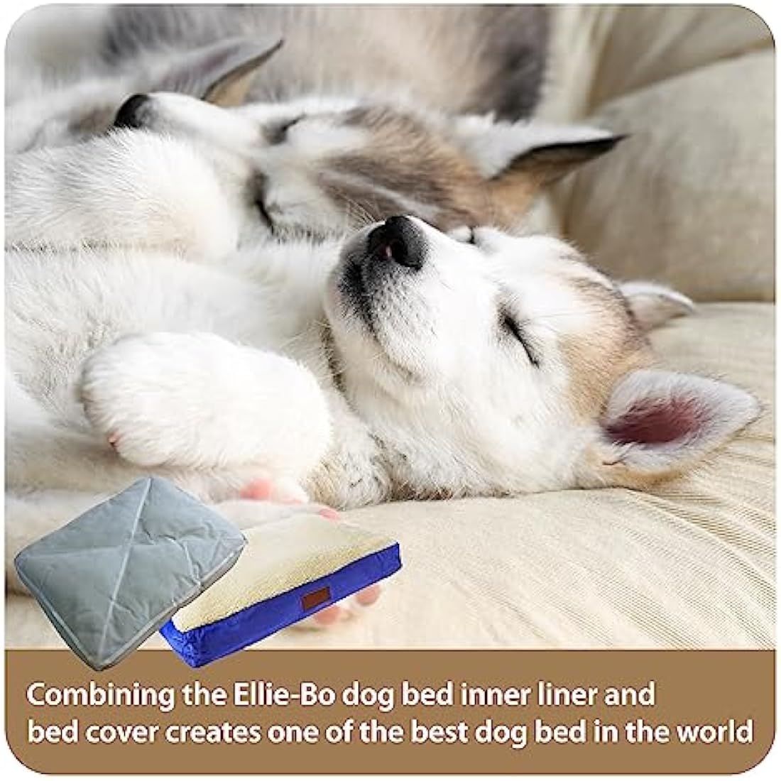 Ellie-Bo Medium Dog Bed | Washable Blue Faux Suede Crate Mattress
