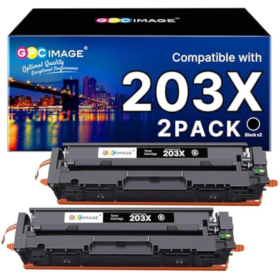 GPC Image HP 203X CF540X Compatible Black Toner Cartridges | 2-Pack