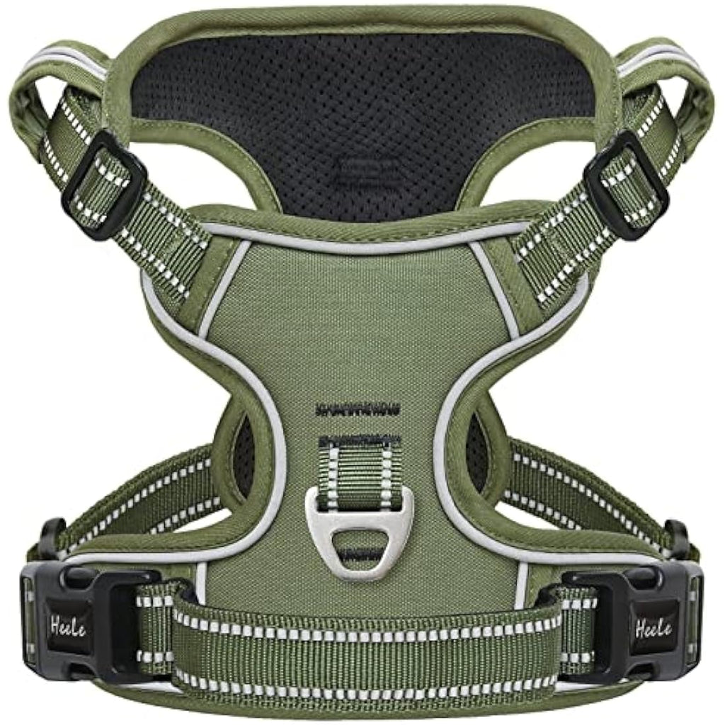 HEELE No-Pull Dog Harness | Reflective Padded Adjustable Vest - Green