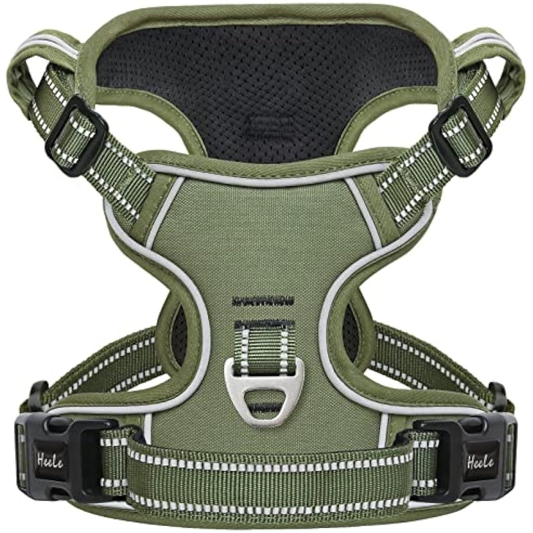 HEELE No-Pull Dog Harness | Reflective Padded Adjustable Vest - Green