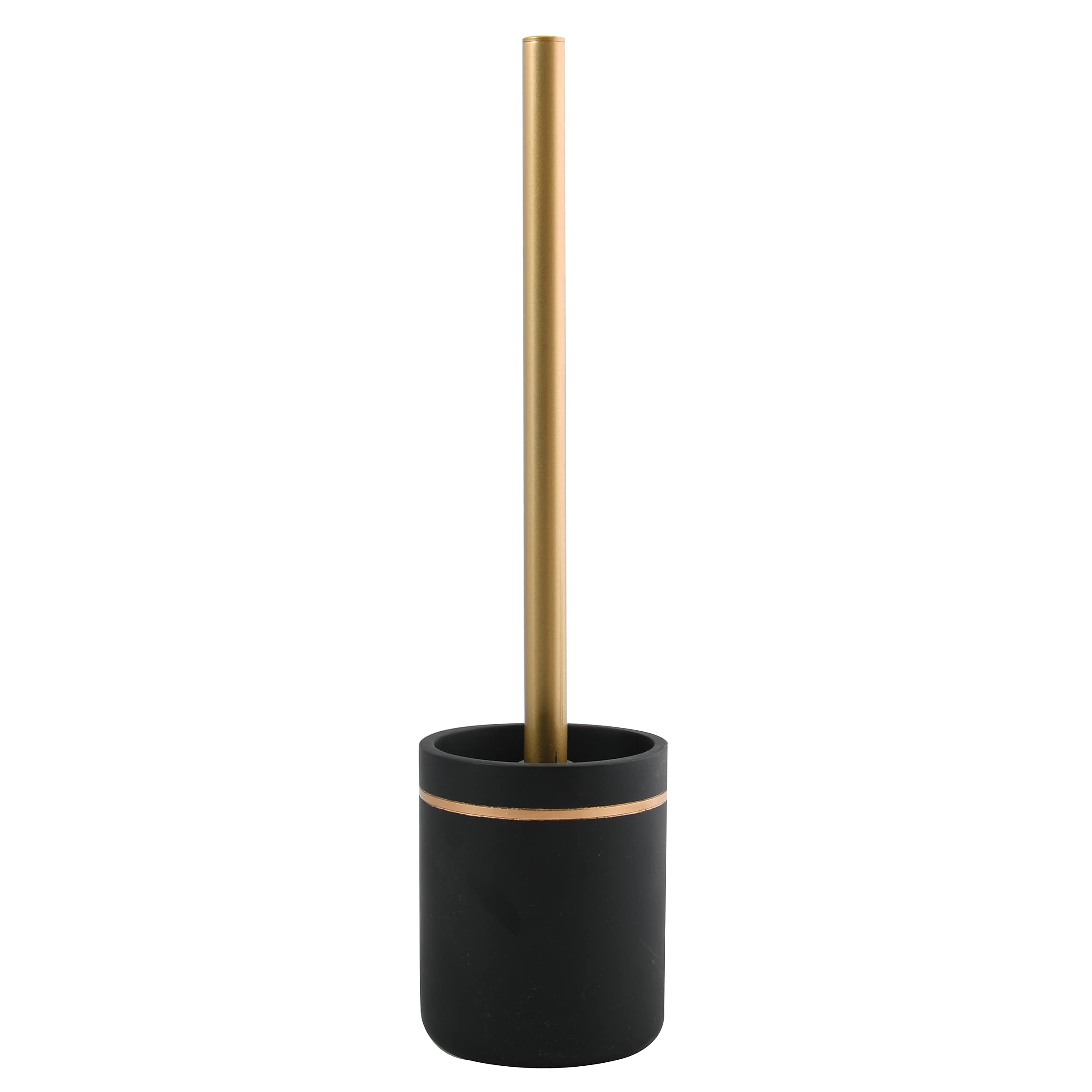 Spirella Bly Toilet Brush - Polyresin Holder - Matt Black & Gold