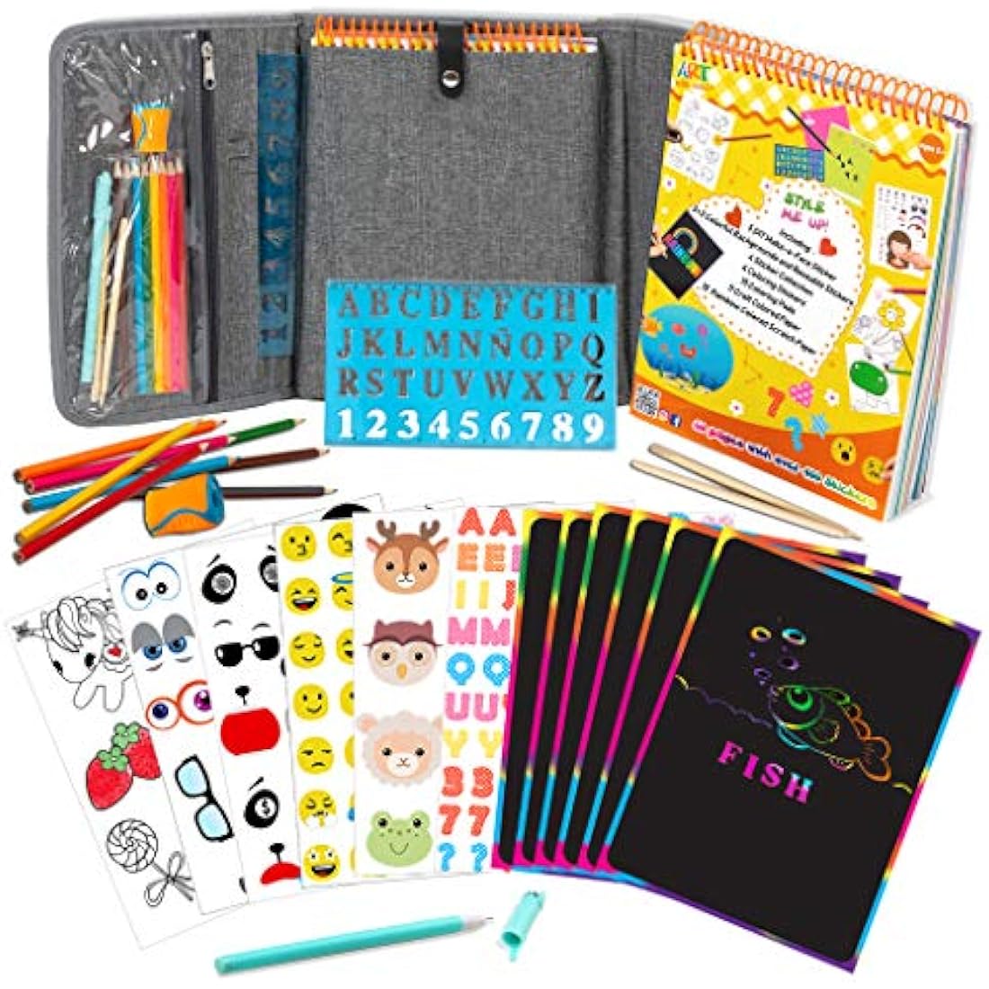 Art with Smile Kids Activity Kit – 60-Page Craft Case with Stickers