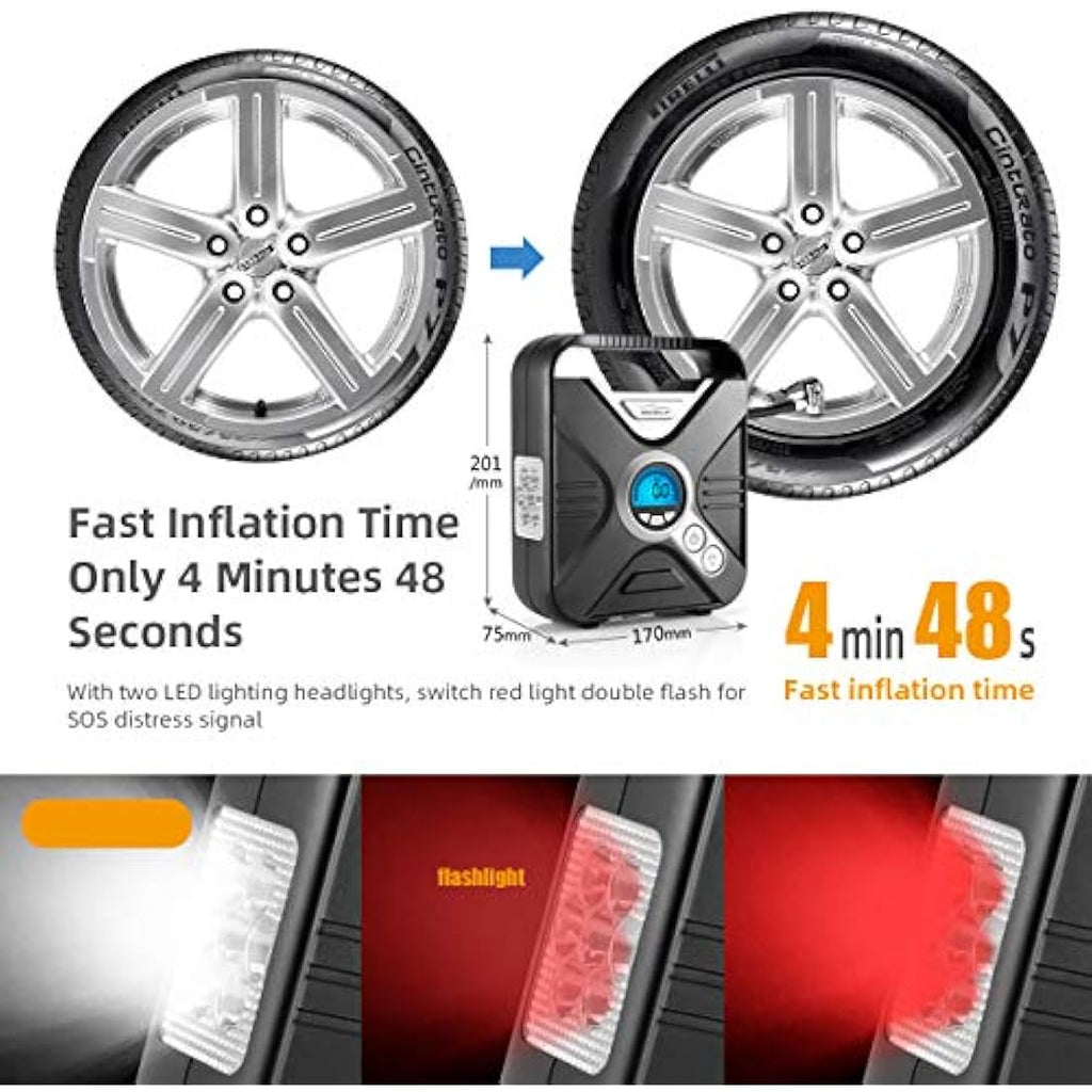 WindGallop Car Tyre Inflator | 12V Digital Air Compressor with LED Light