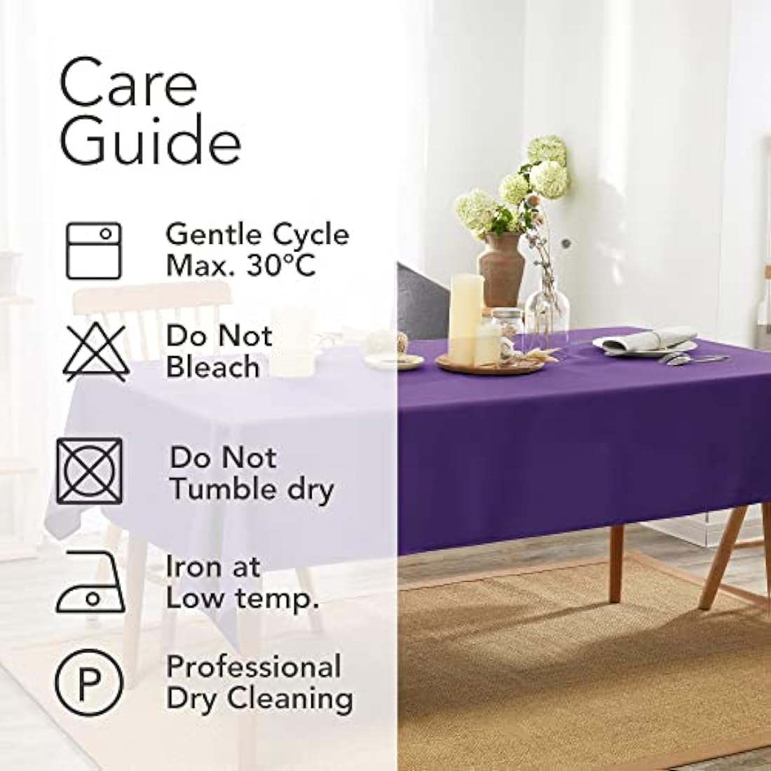 Deconovo Purple Oxford Tablecloth – Waterproof Rectangle Cover 54x79in