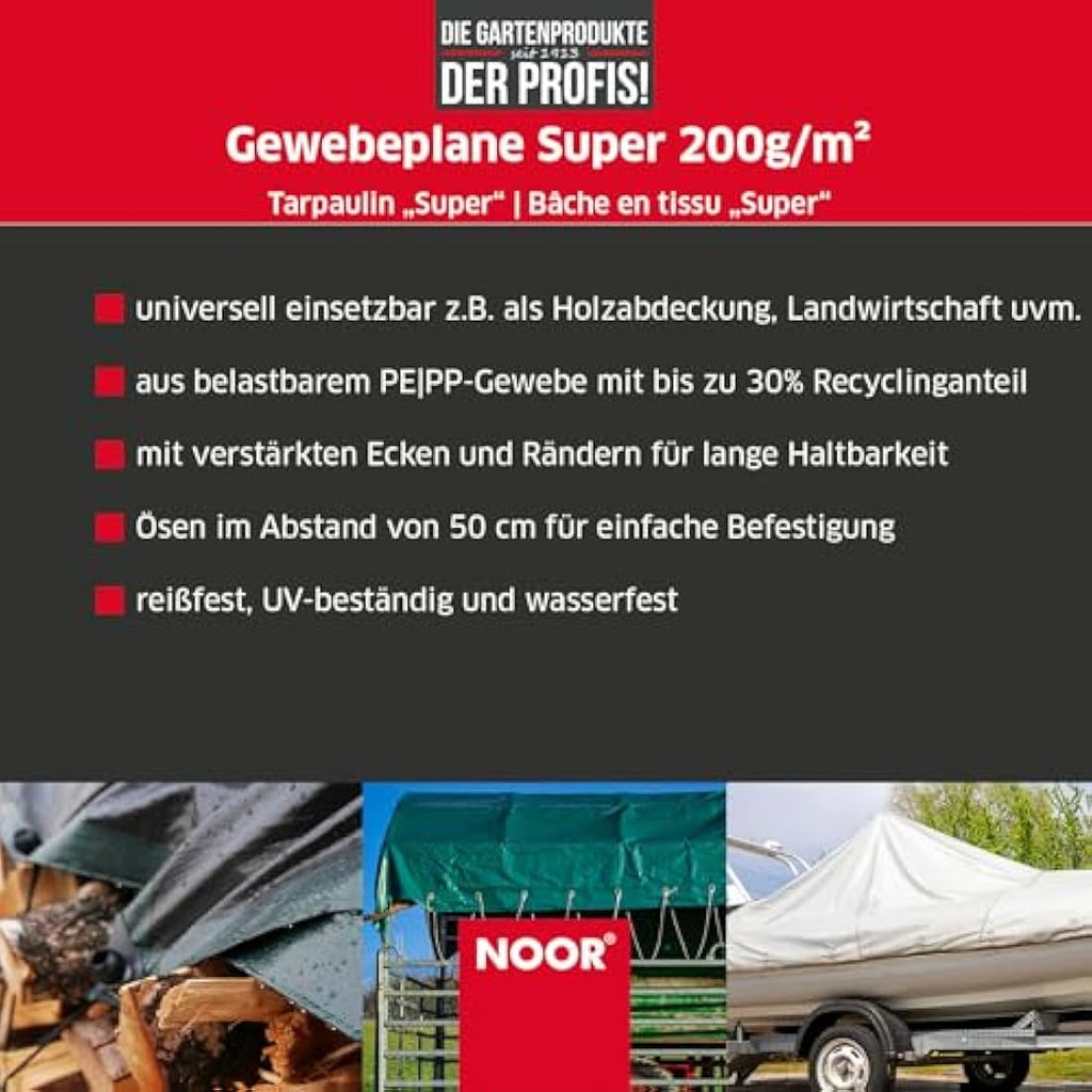 Noor Heavy-Duty Tarpaulin | 3x4m White Waterproof PP/PE Cover