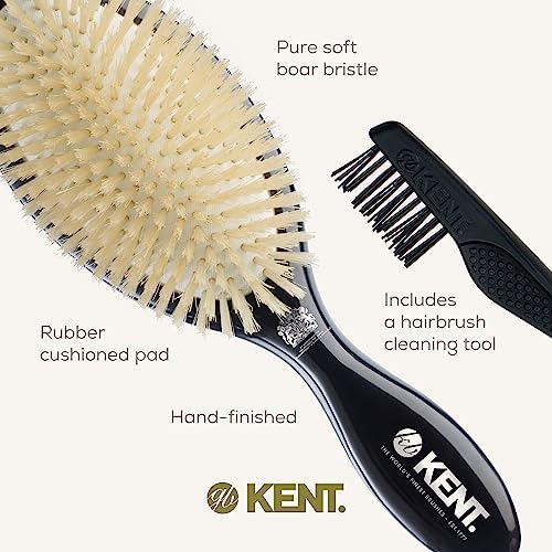 Kent CSGL Large Soft White Bristle Cushioned Hair Brush - Gentle Styling