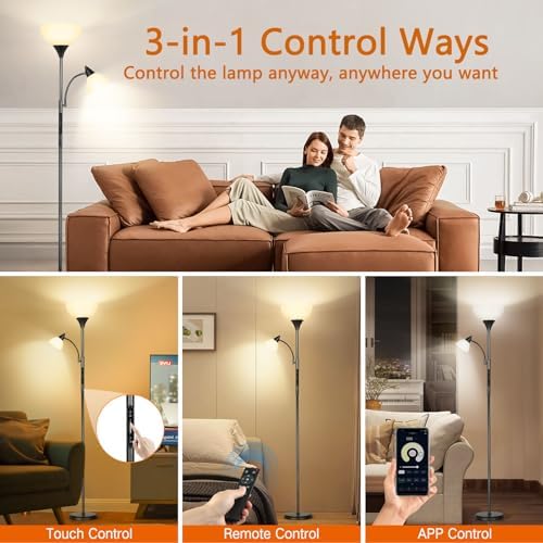 OUTON LED Floor Lamp – Dimmable Mother and Child Lamp with Remote & App