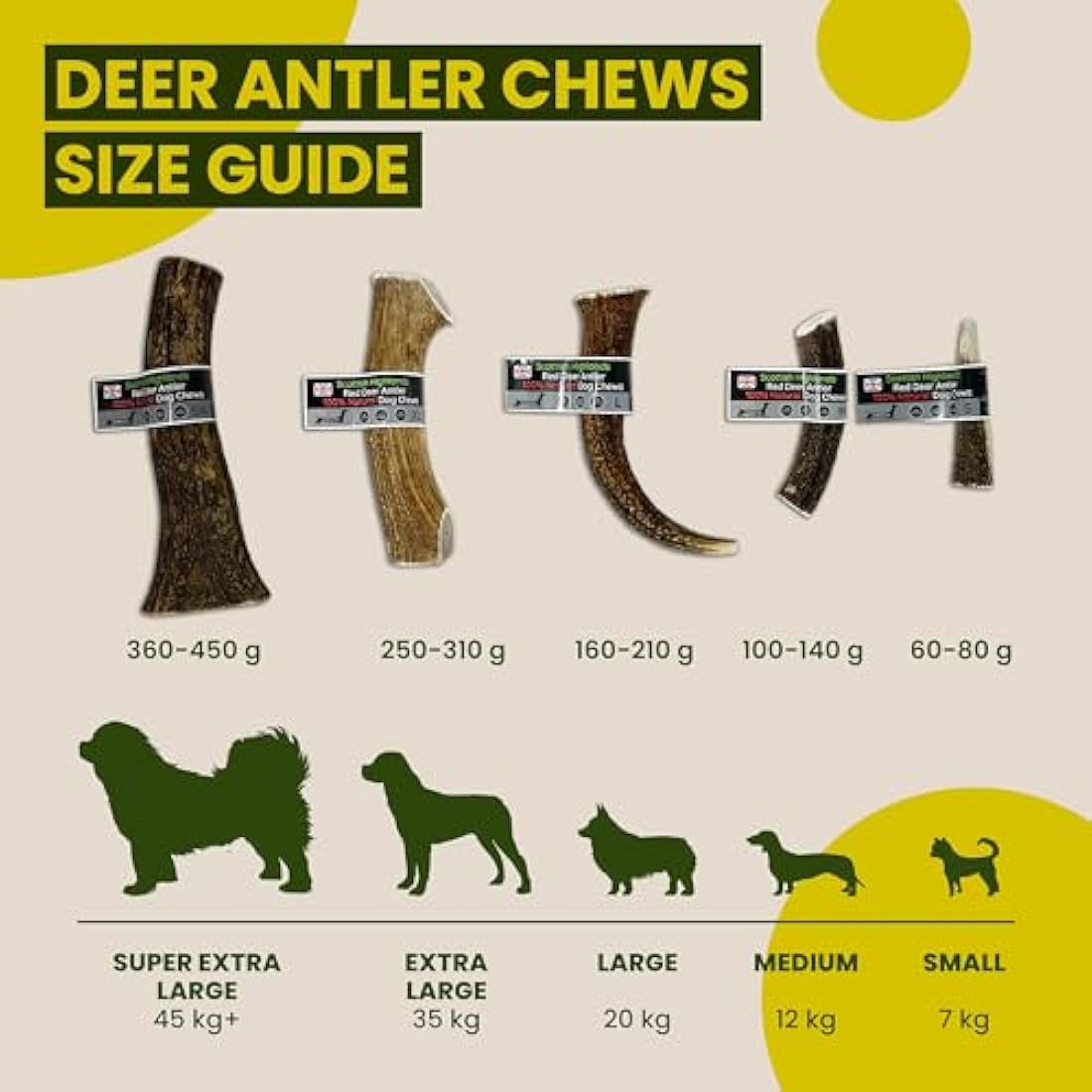 Scottish Deer Antler Dog Chew – Natural Super XL (350-450g)