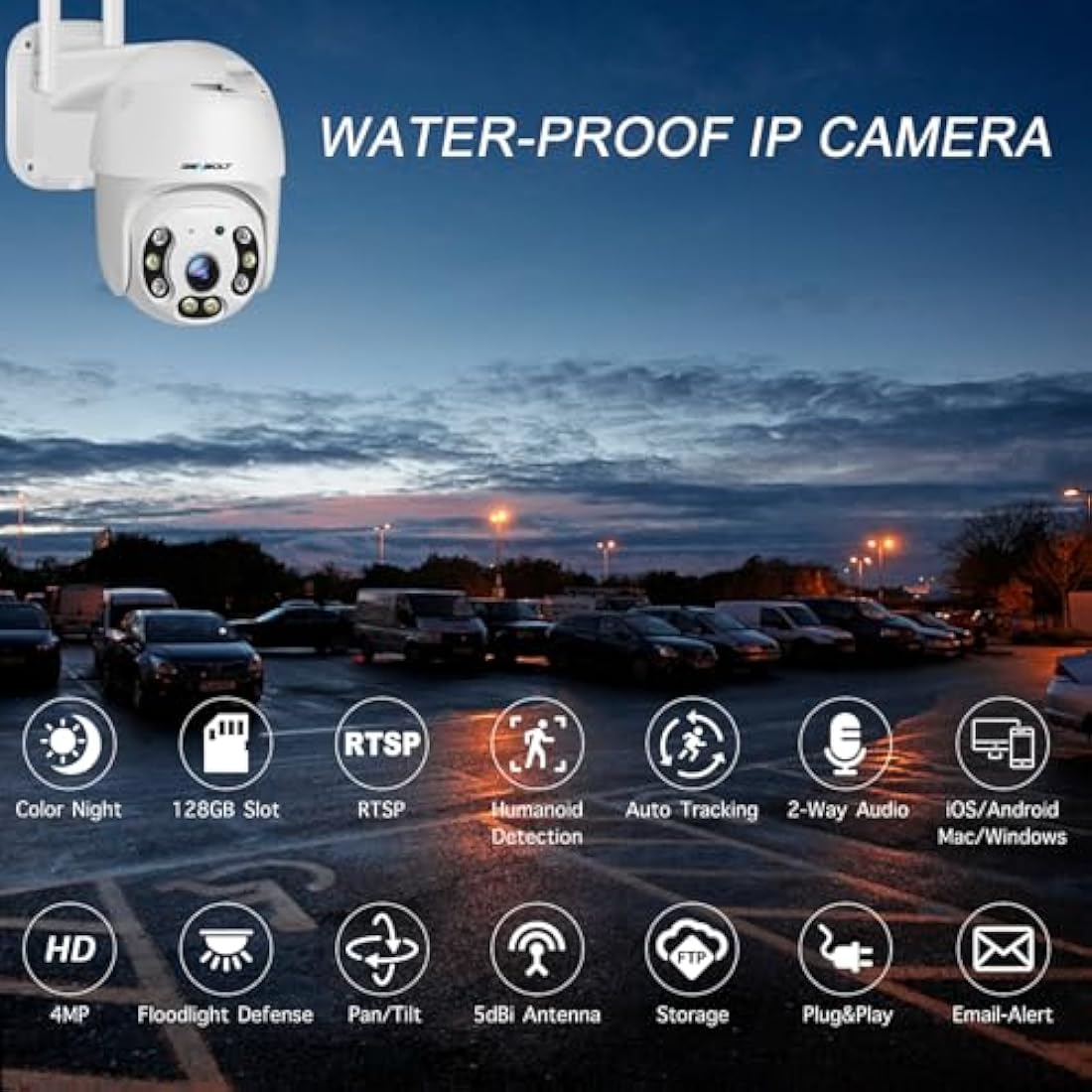 GENBOLT 2.5K WiFi Security Camera Outdoor | 5GHz PoE Pan Tilt CCTV