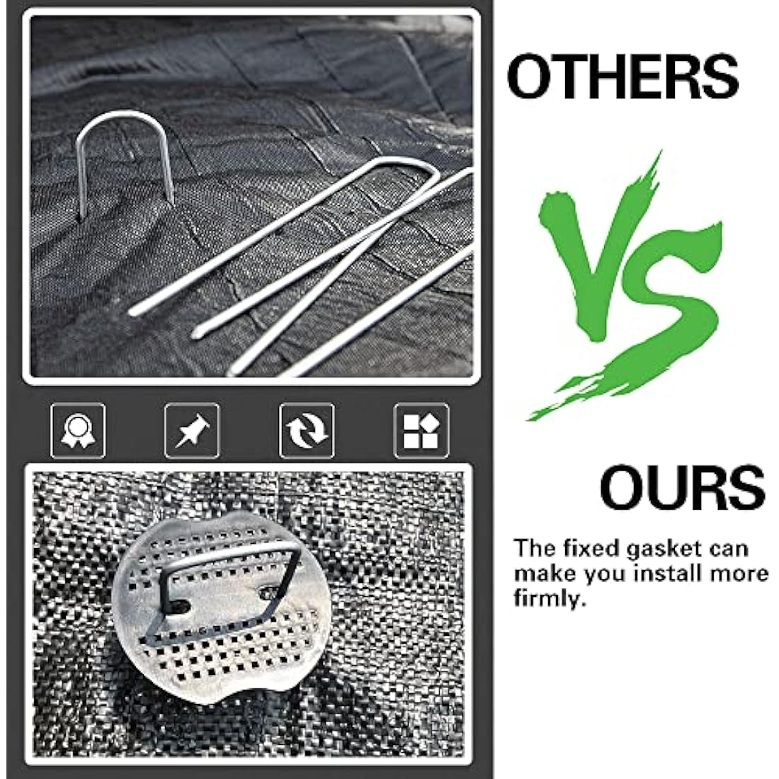 Bakulyor 200 Galvanized Steel Garden Pegs with Washers - 6 Inch U-Stakes