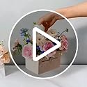 CTDMJ Flower Paper Gift Boxes with Metal Chain - 4PCS Florist Bouquet Bags