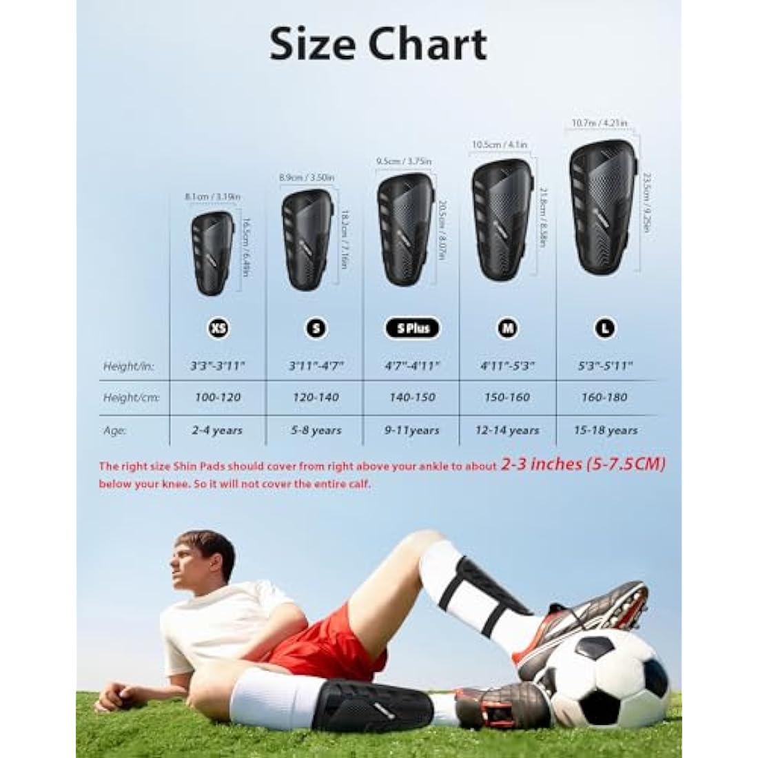 AirsFish Kids Football Shin Guards - CE Certified Soccer Shin Pads