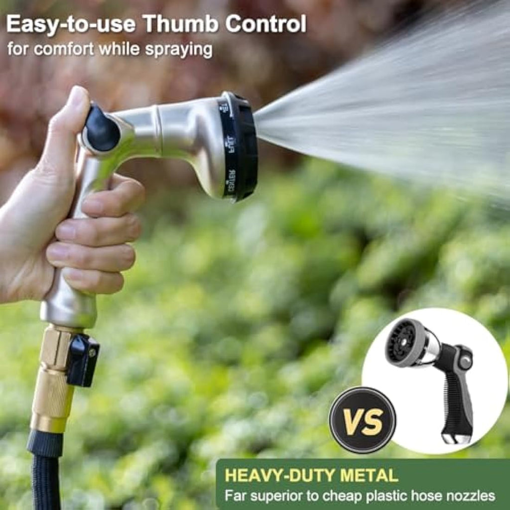 FANHAO Heavy Duty Metal Garden Hose Nozzle | 8-Pattern Thumb Control