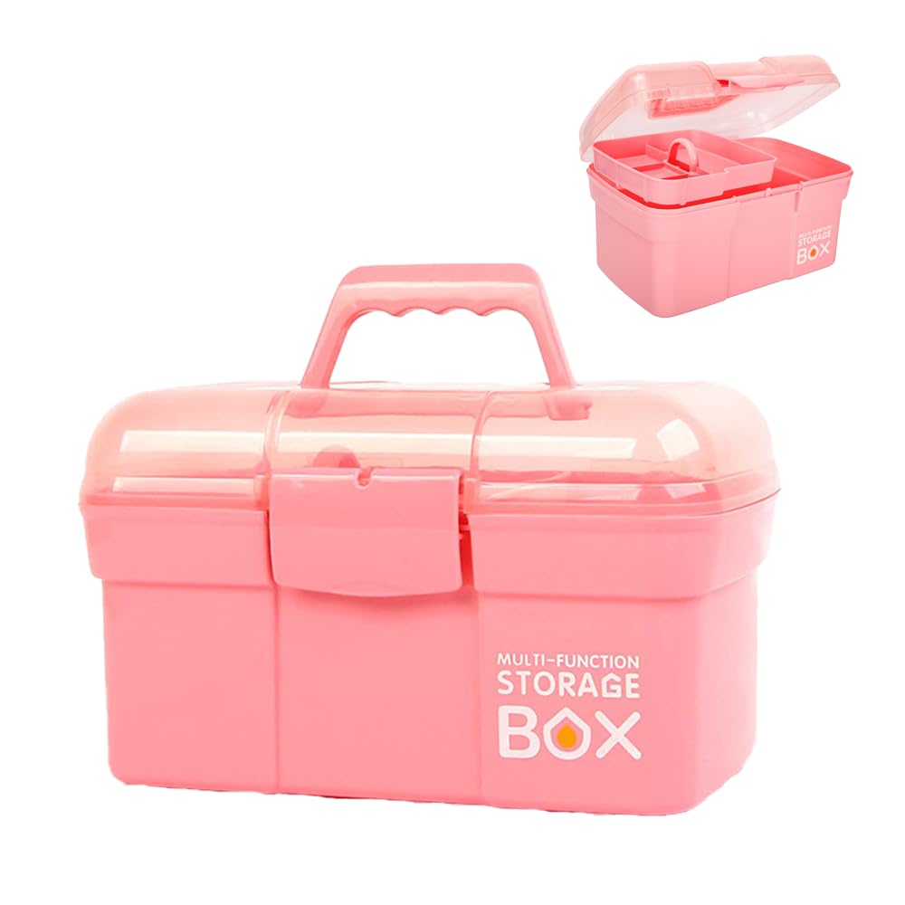 Storage Box with Removable Tray & Lid,Multipurpose Container Small Plastic Art Storage Box with Compartments,Craft Caddy for - image 1