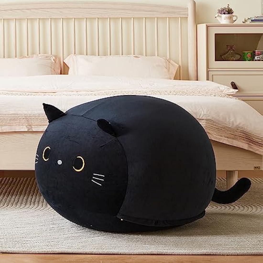 Jolof Store Black Cat Stuffed Animal Storage Bean Bag Chair Cover for Kids