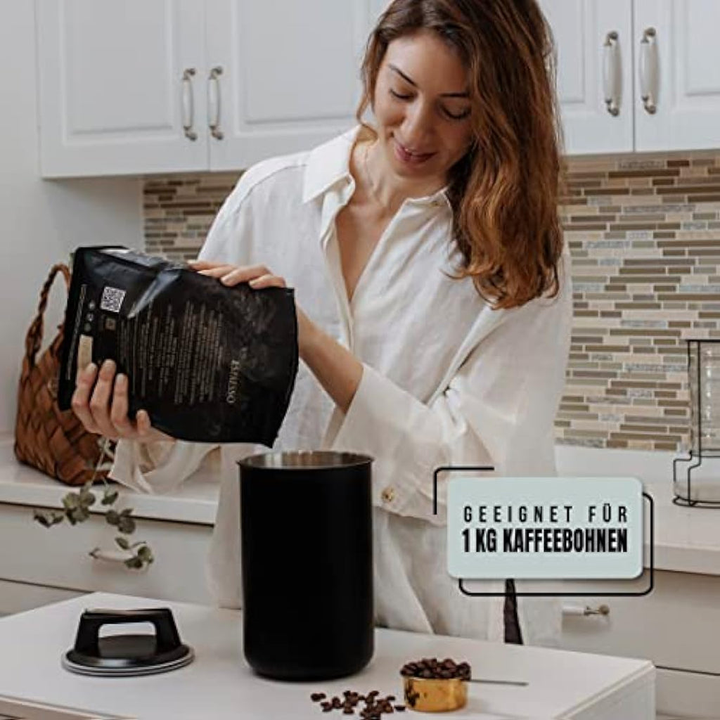 KC Kitchen & Co. Airtight Coffee Can – 1kg Stainless Steel Vacuum Tin