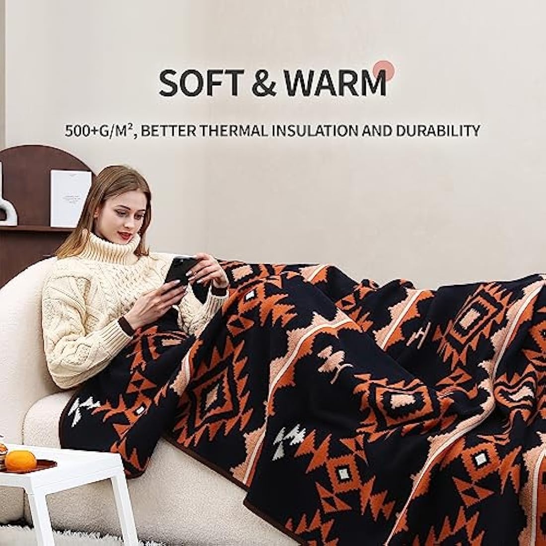 ACUSHLA Merino Wool Throw Blanket | Large Washable Thermal Camping Blanket