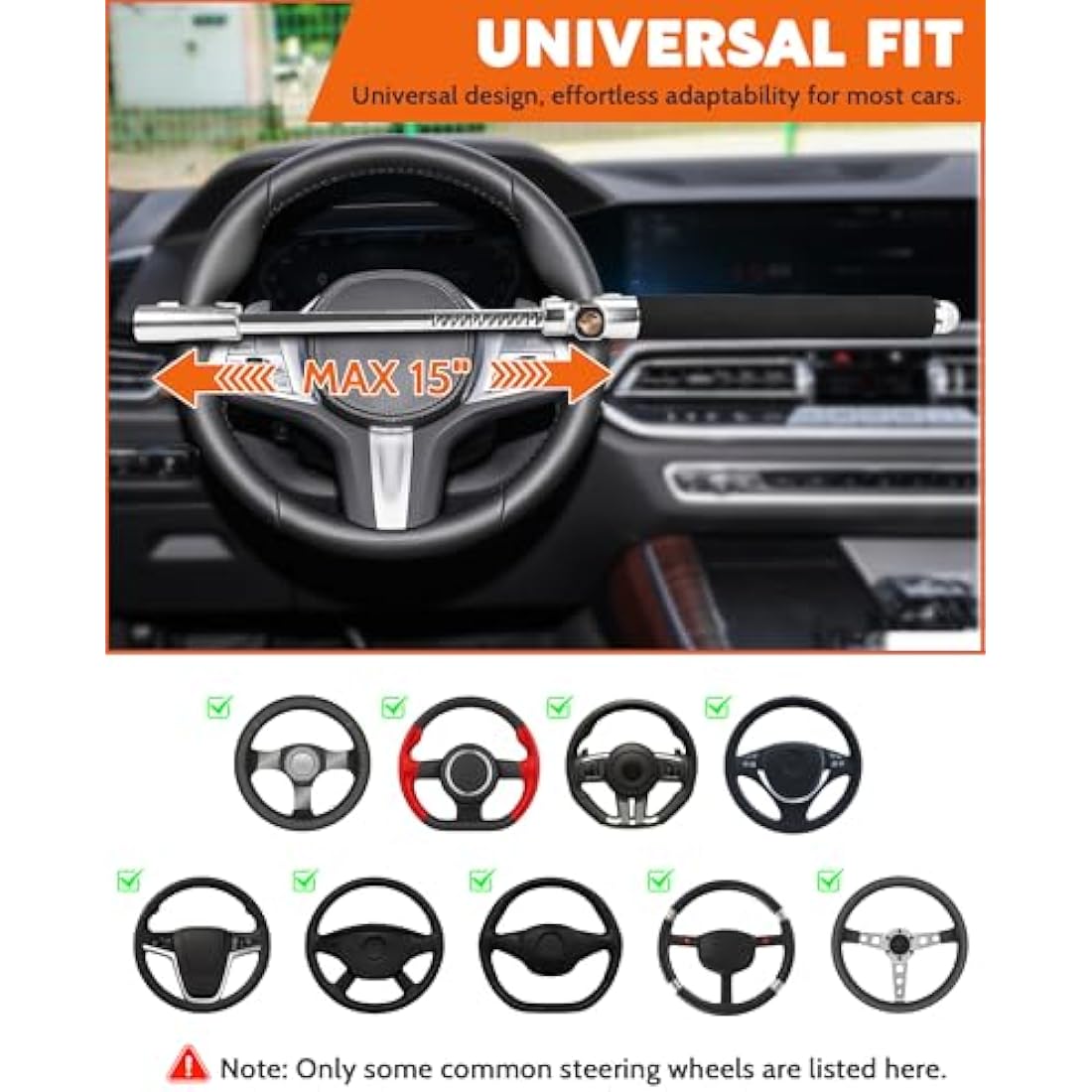 Tevlaphee Steering Wheel Lock – Universal Anti-Theft Device with Car Hammer