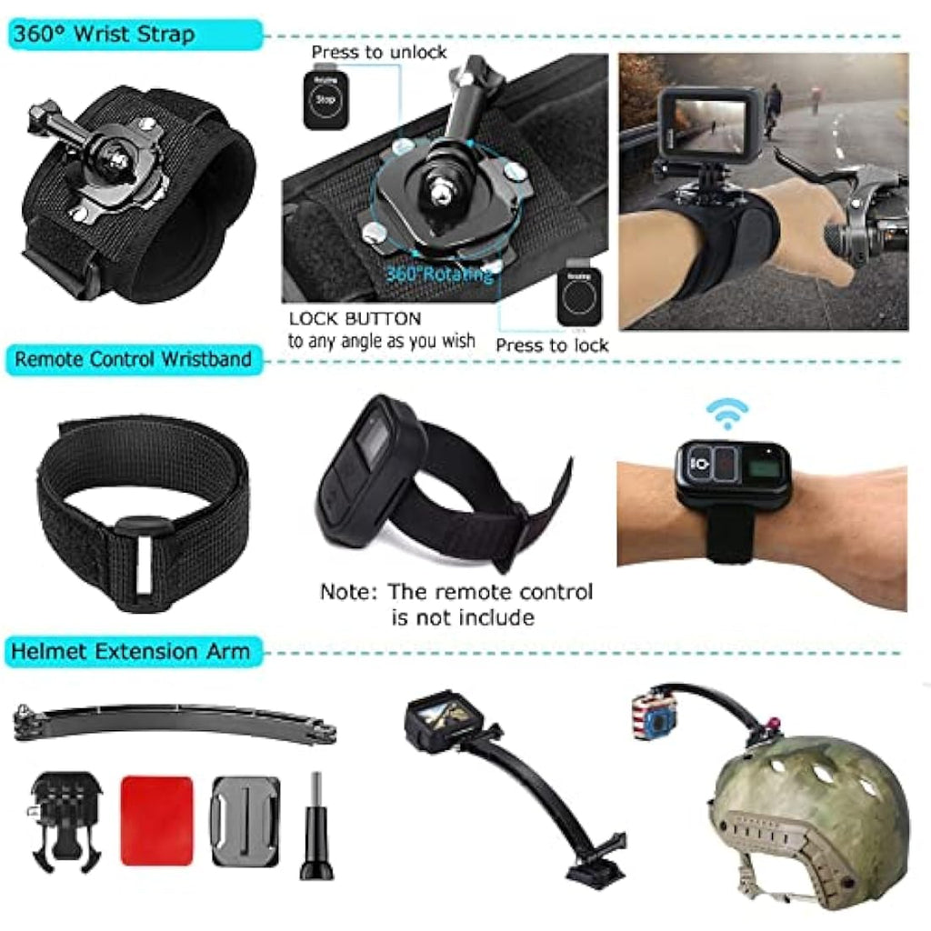 Ci-Fotto 50-in-1 Action Camera Accessories Kit for GoPro, DJI & Insta360