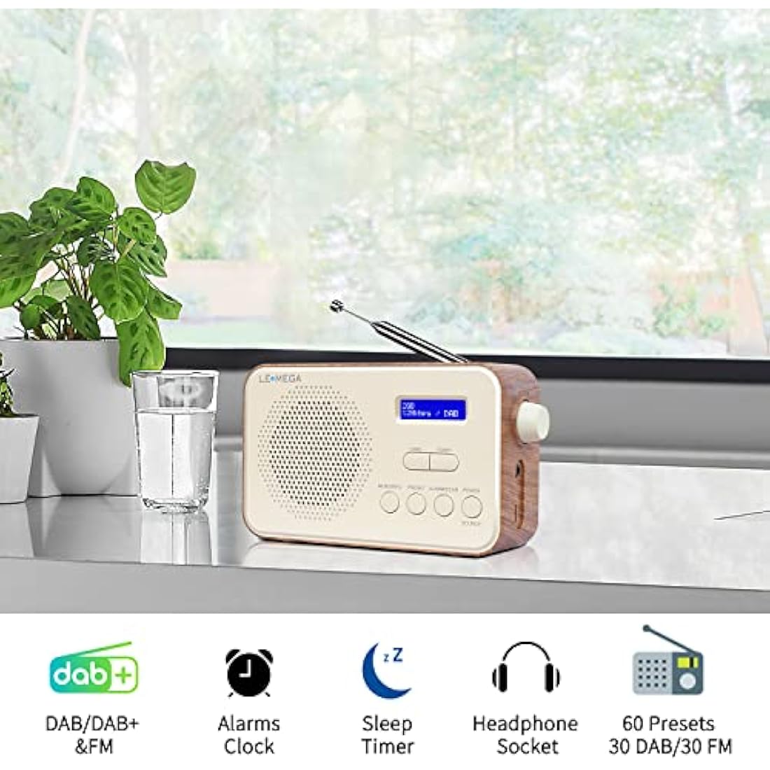 LEMEGA PR2 Portable DAB/DAB+ and FM Digital Radio - Walnut Wood
