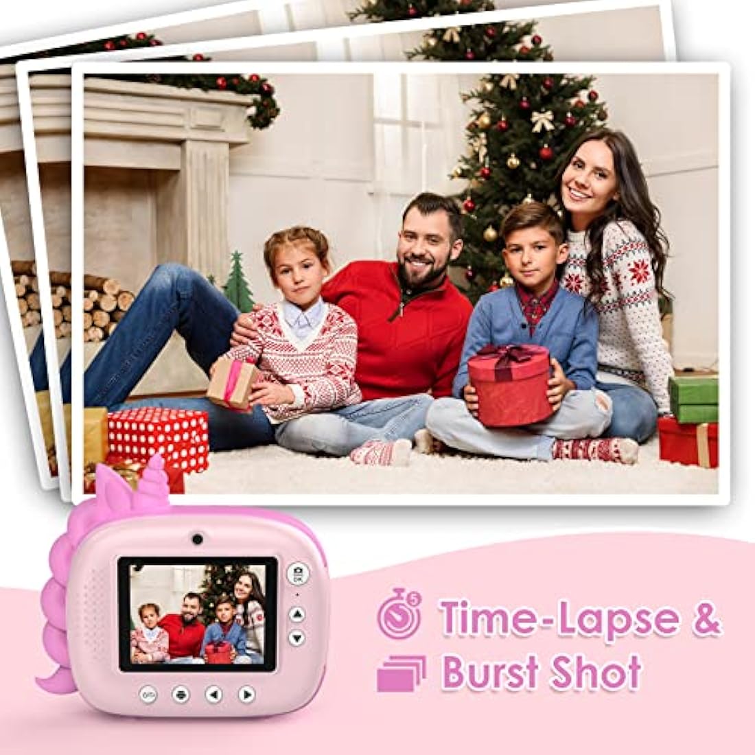 HiMont Kids Instant Print Camera – 20MP Dual Lens Digital Camera, Pink