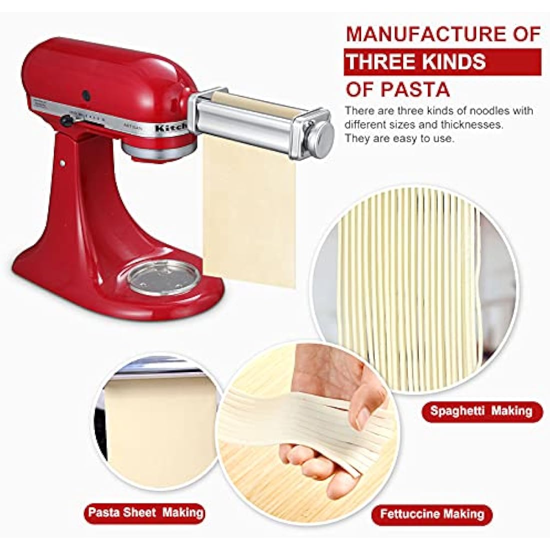 Jolof Store Stainless Steel Pasta Maker Attachment for KitchenAid Mixers