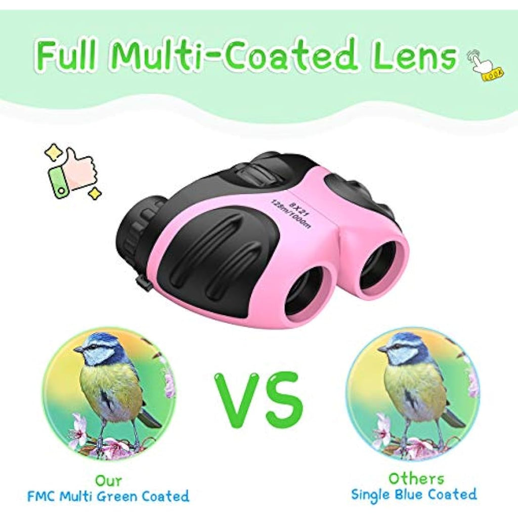 EUTOYZ Kids Binoculars – 8x21 Shockproof Outdoor Toys for Boys & Girls