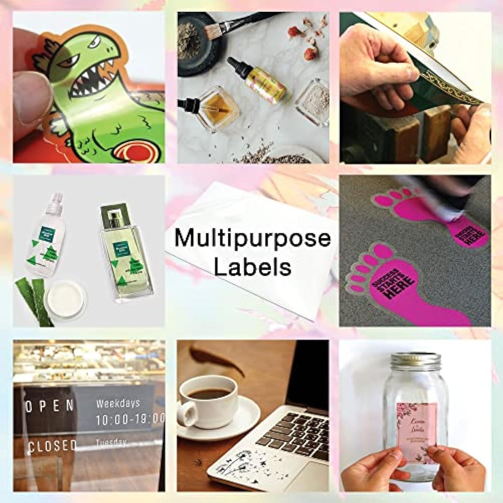 Evergreen Goods Glossy Translucent Sticker Vinyl - 50 Sheets Waterproof PVC