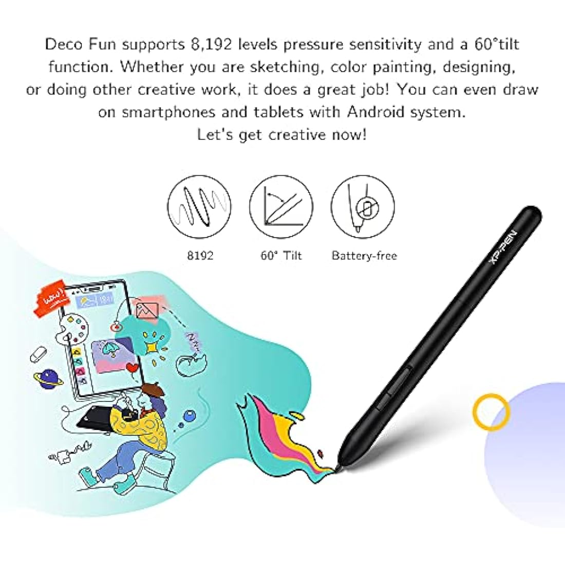 XP-PEN Deco Fun S Graphic Tablet – 6x4 Inch Drawing Pad for OSU, Black