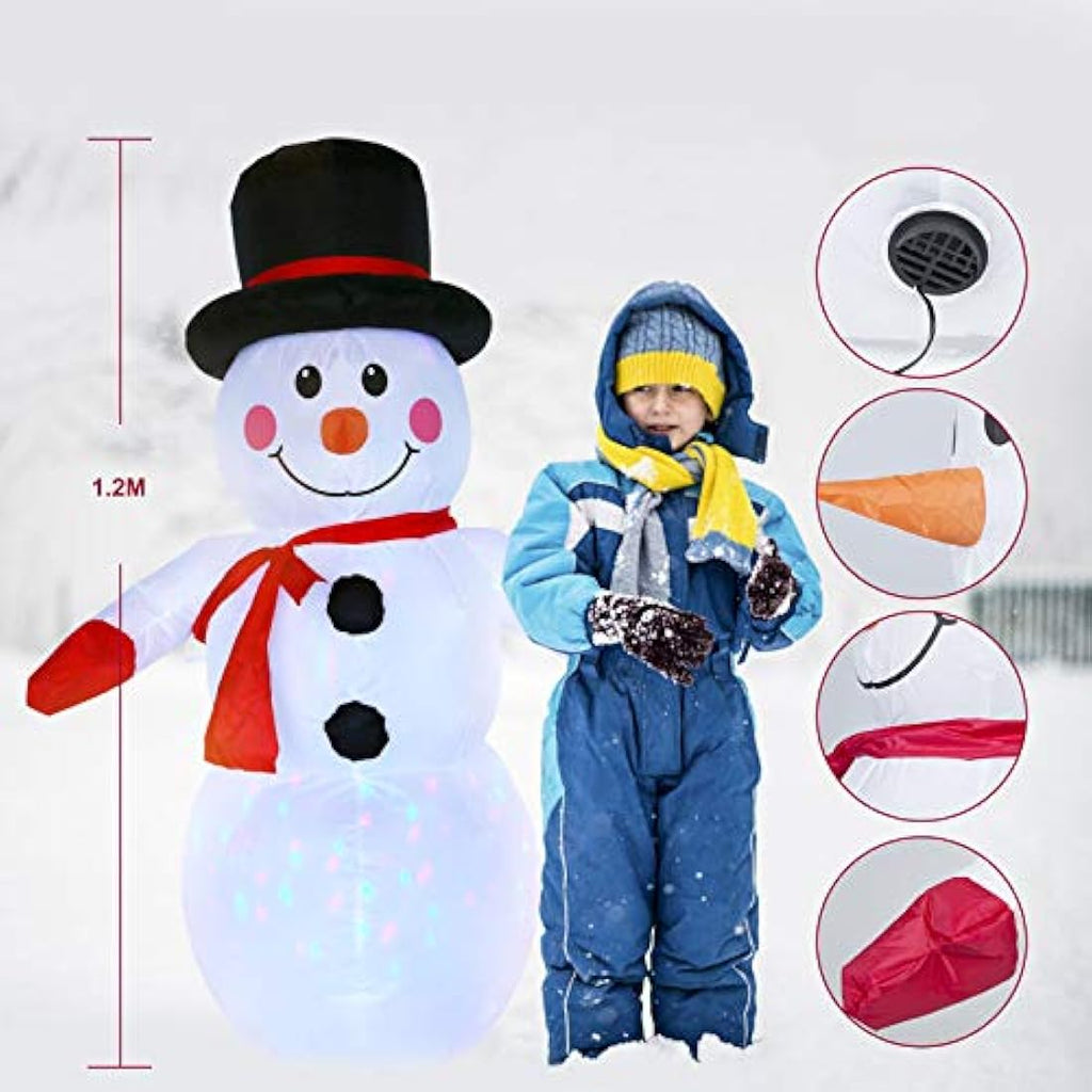 Jolof Store 4Ft Inflatable Snowman with Rotating LED Lights – Outdoor