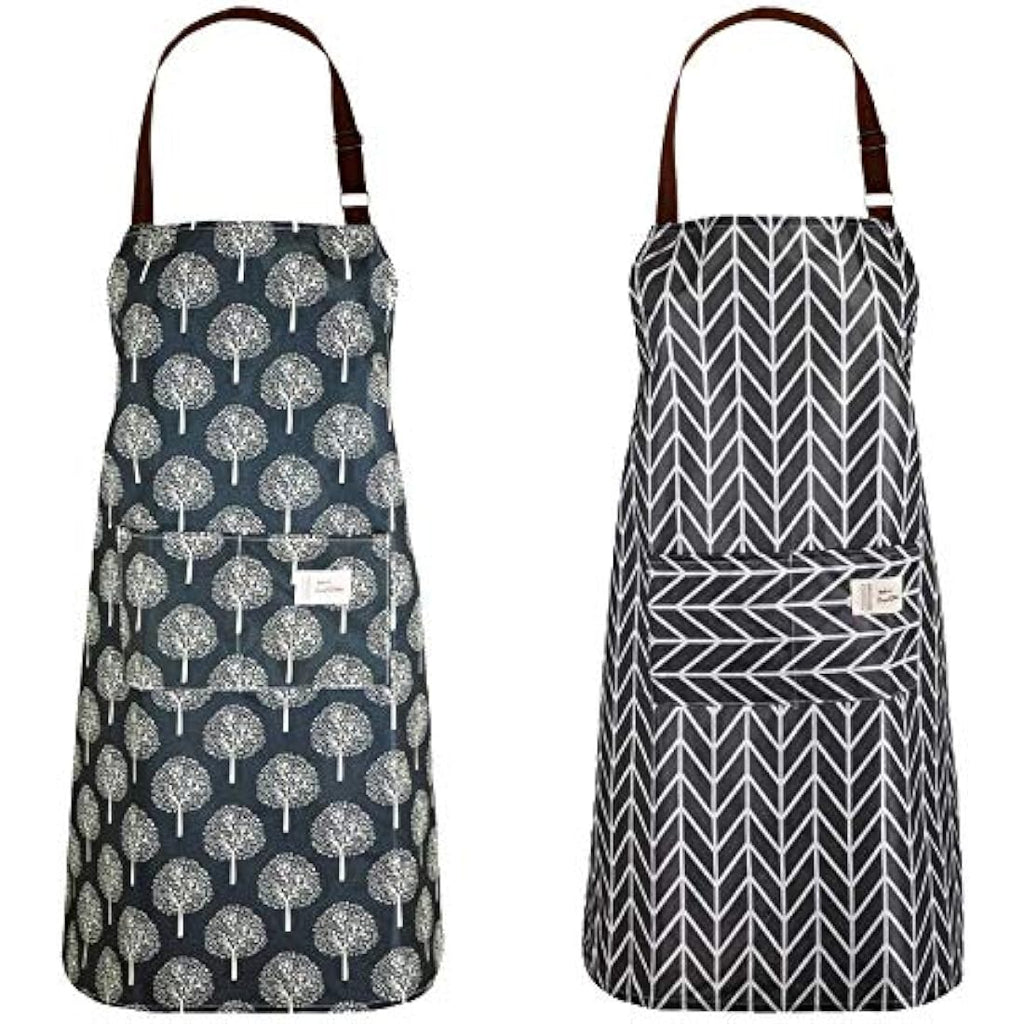 2Pcs Waterproof PVC Kitchen Apron with Pockets for Women
