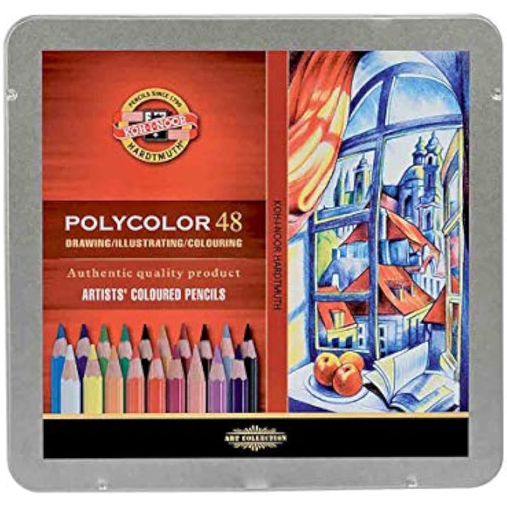 KOH-I-NOOR Polycolor Artist's Coloured Pencils - Set of 48 Tin Case