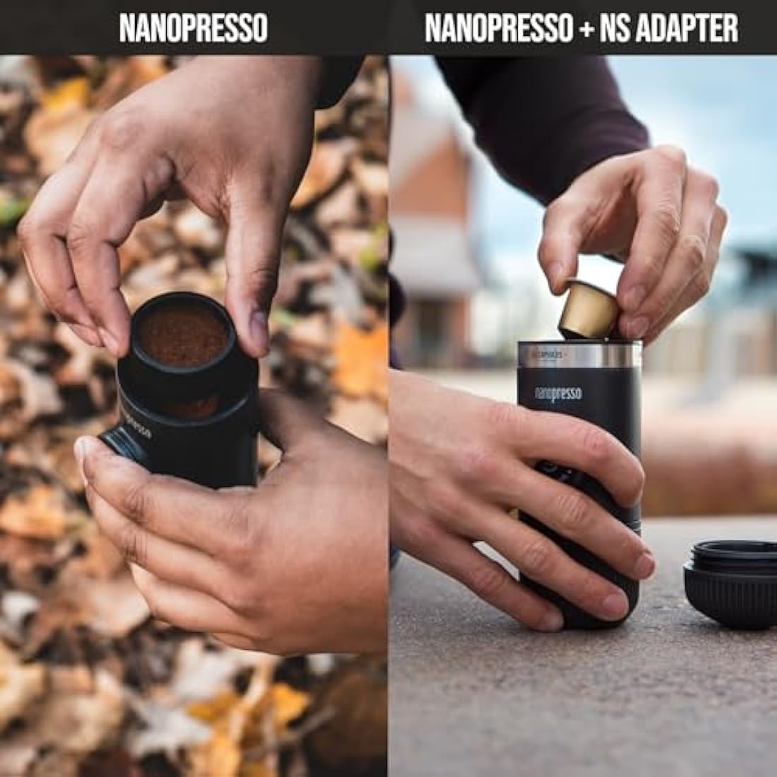WACACO Nanopresso Portable Espresso Maker | NS Adapter & Ground Coffee