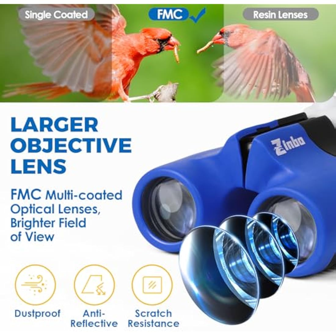 Jolof Store Kids Binoculars 8x21 High-Resolution Real Optics Set