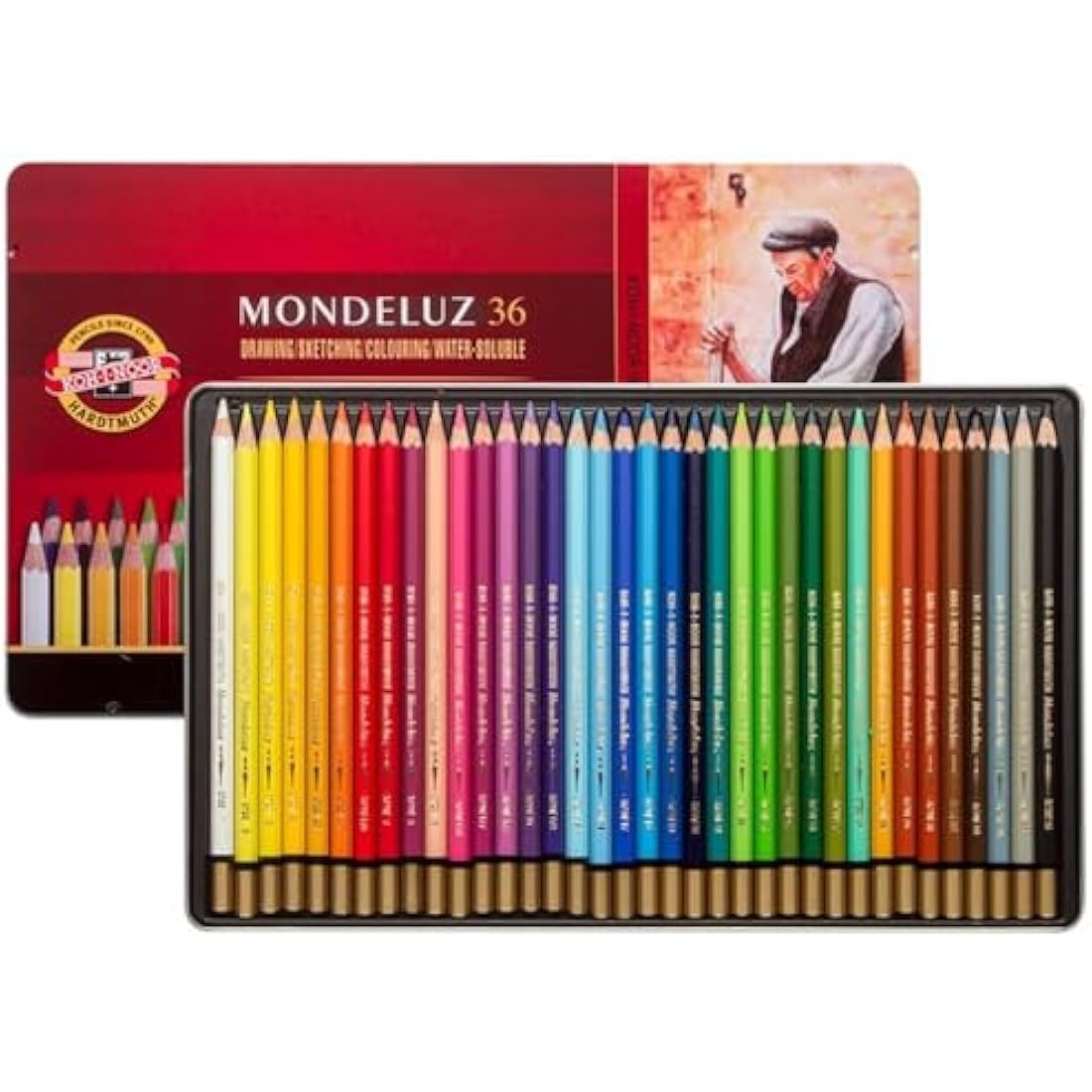 KOH-I-NOOR Mondeluz Watercolor Pencils - Professional Set of 36