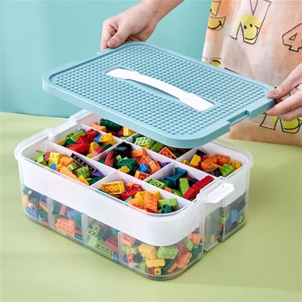 MueJah 3-Tier Stackable Lego Storage Organizer – Green Plastic Toy Bin