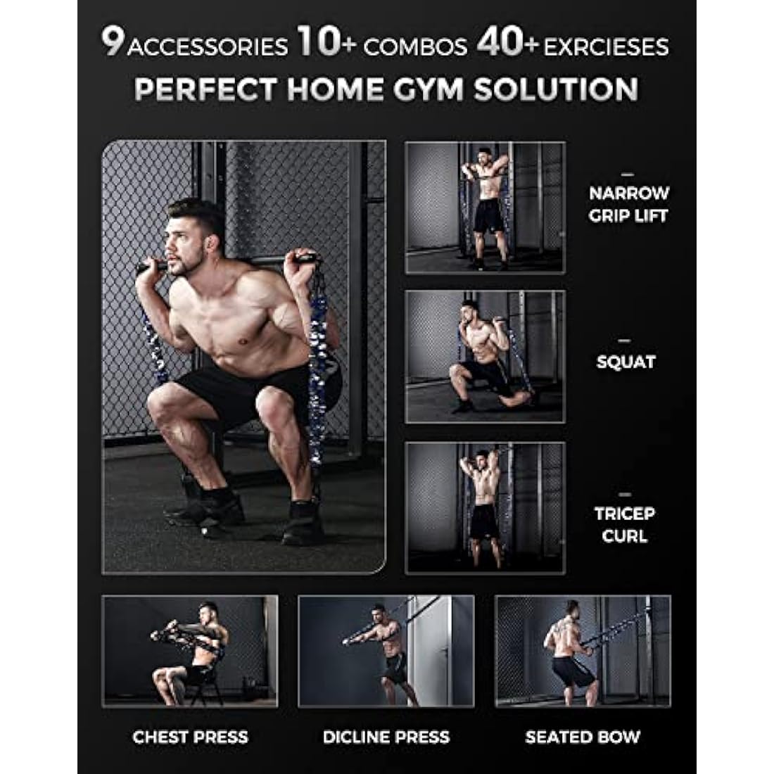 INNSTAR Portable Home Gym Set | Resistance Band Bench Press & Squat Kit
