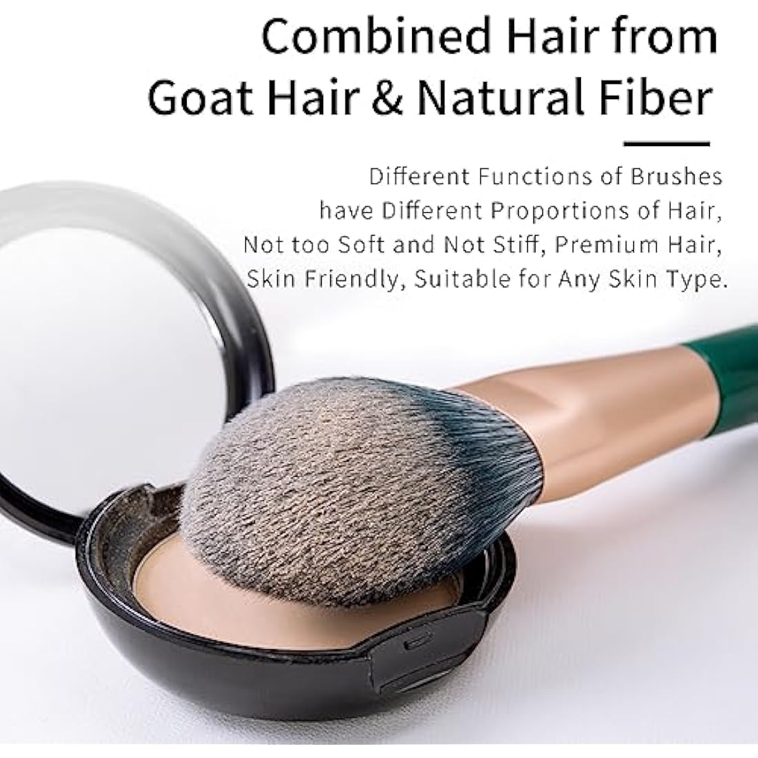 ENZO KEN Professional Goat Hair Makeup Brush Set with Case - Green