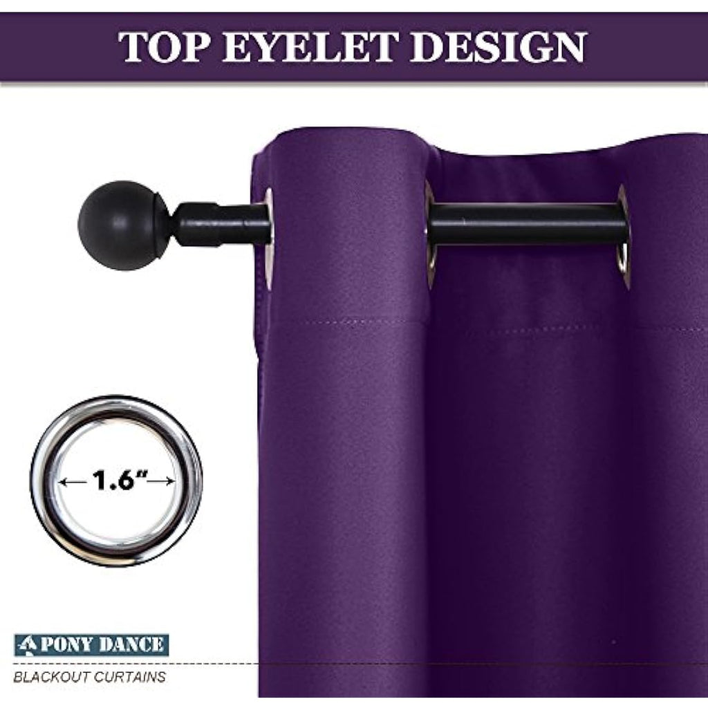 Purple Blackout Curtains – Thermal Eyelet Drapes, 46x60