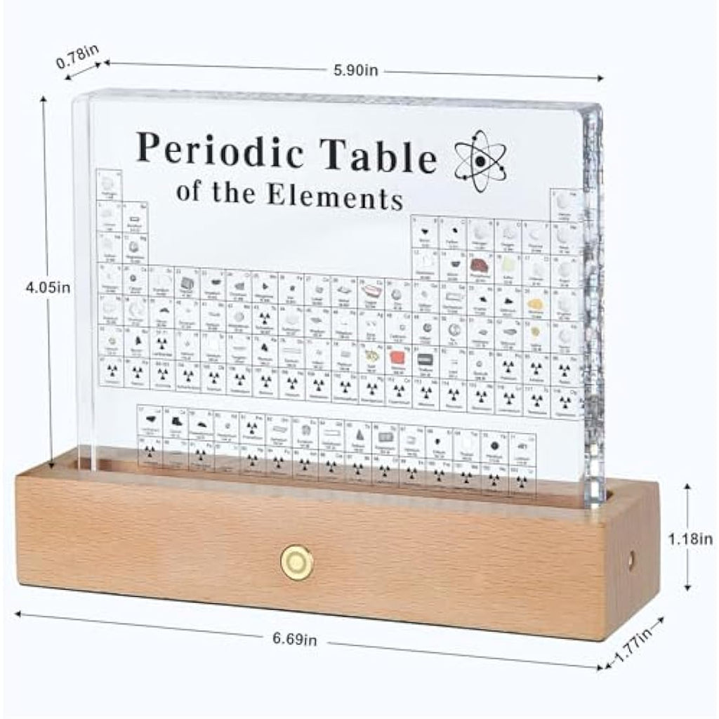Jolof Store Periodic Table with 83 Real Elements | LED Wooden Holder