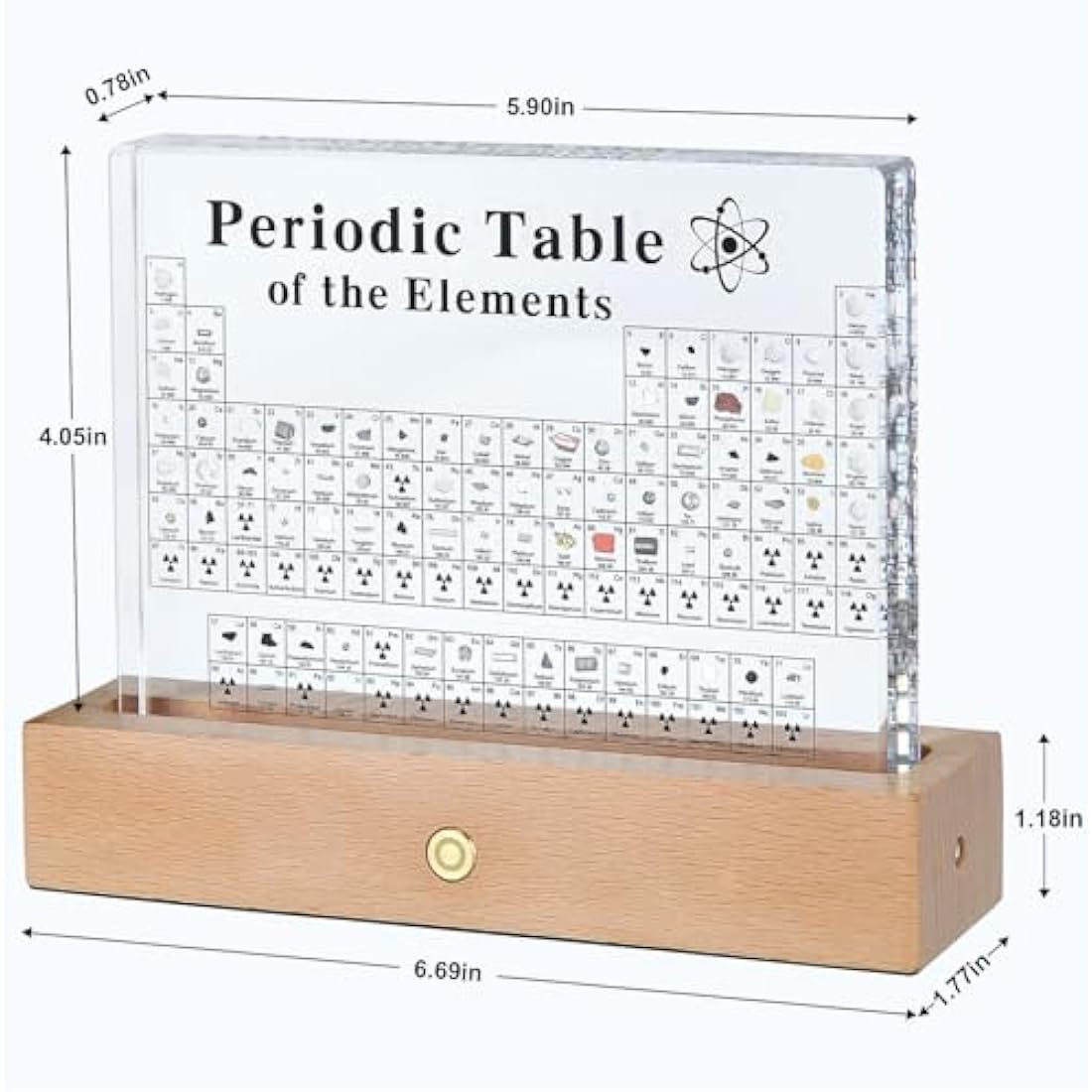 Jolof Store Periodic Table with 83 Real Elements | LED Wooden Holder