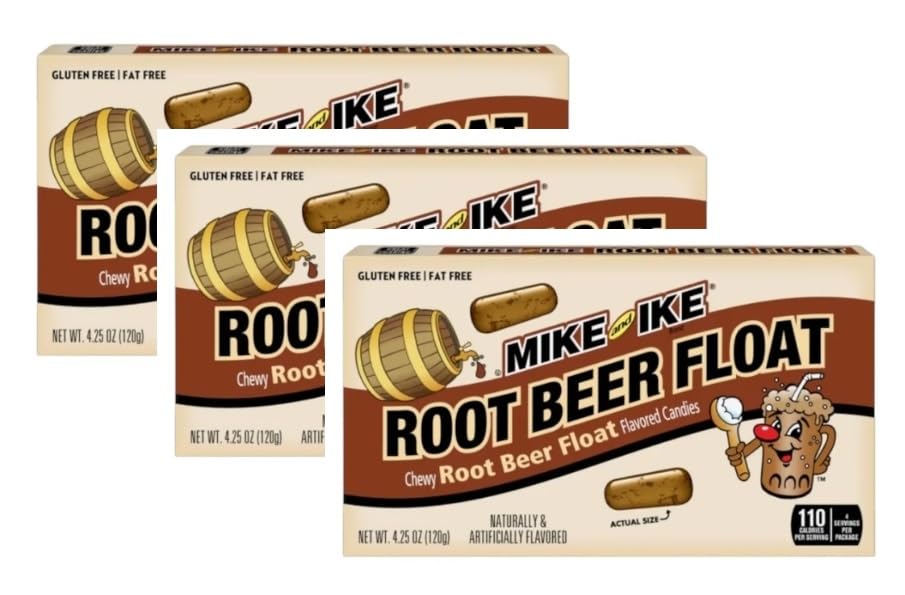 Mike and Ike Root Beer Float Chewy Candy Theater Box, 120g | Pack of 3