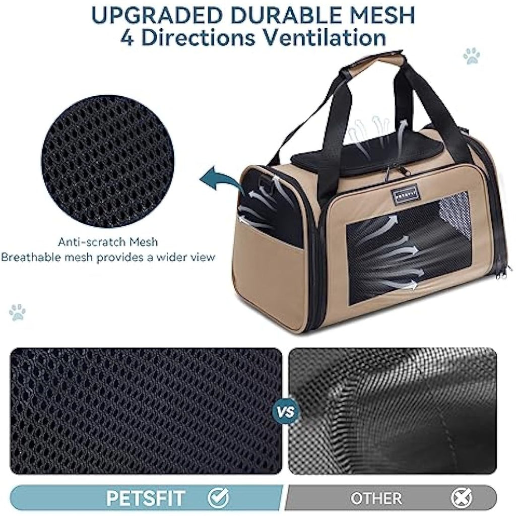 Petsfit Small Dog Travel Carrier | Extendable Fleece Mat – Khaki